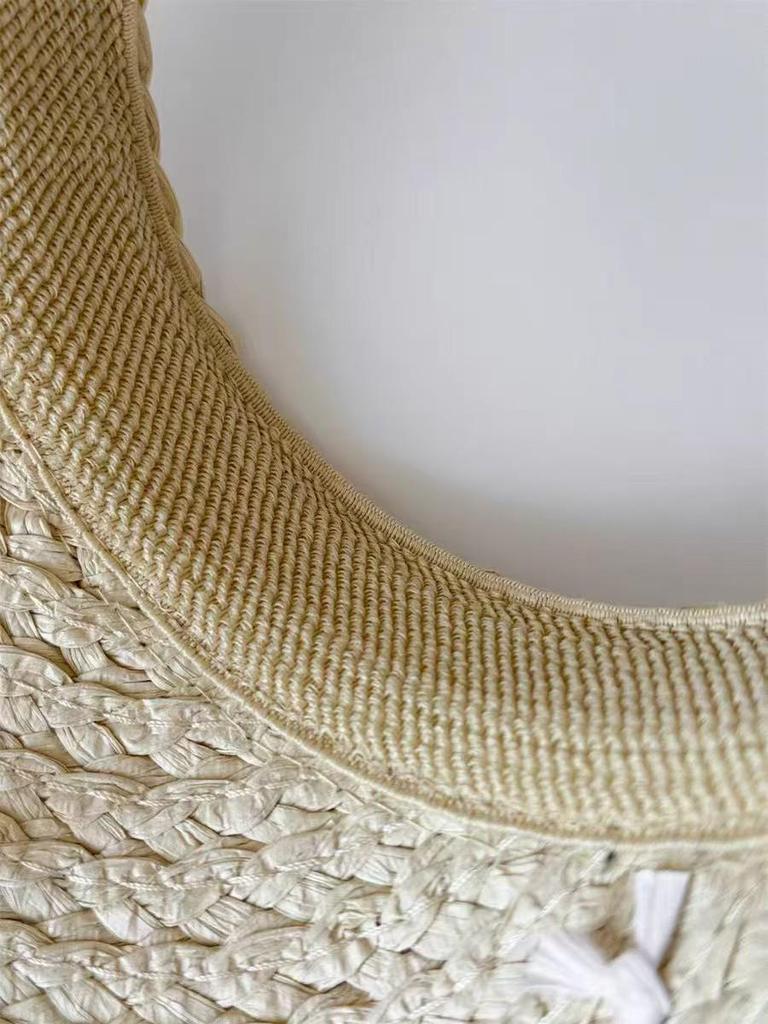 Korean Style Foldable Wide-Brim Straw Hat - Women's UV Sun Protection