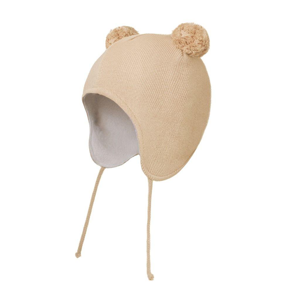 Pompon Kleinkind Mütze mit Ohrenklappen Warm gefüttert Warme Strickmütze Niedliche Kleinkind Beanie Für Draußen