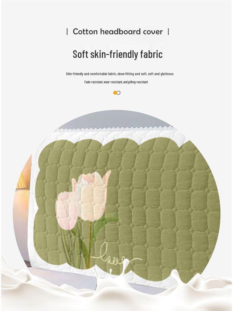 European-Style Quilted Headboard Dust Cover: Thickened Soft Upholstery, Solid Wood Compatible, Full Coverage Protection.