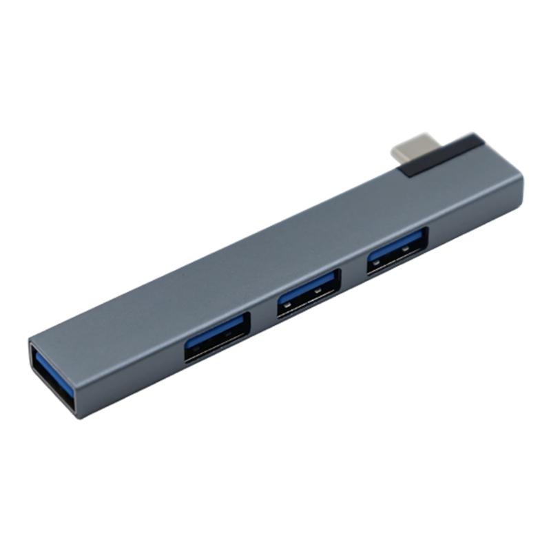 Aluminium 4-Port Mehrfach-USB-Splitter USB-C 90-Grad-Anschluss Platzsparendes Verlängerungskabel für Laptop-PC-Konsolen