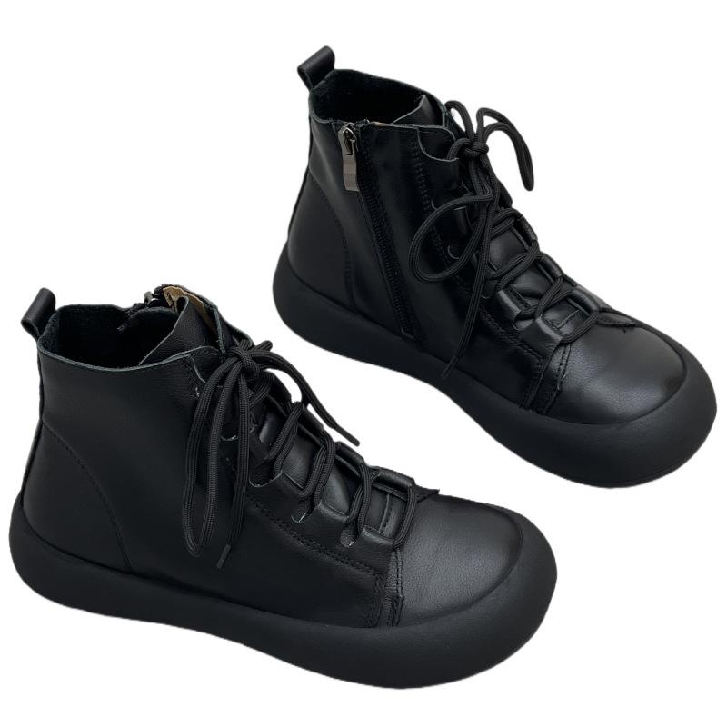 New Women's Shoes: Retro Flat, Versatile Soft Lace-up Ankle Boots