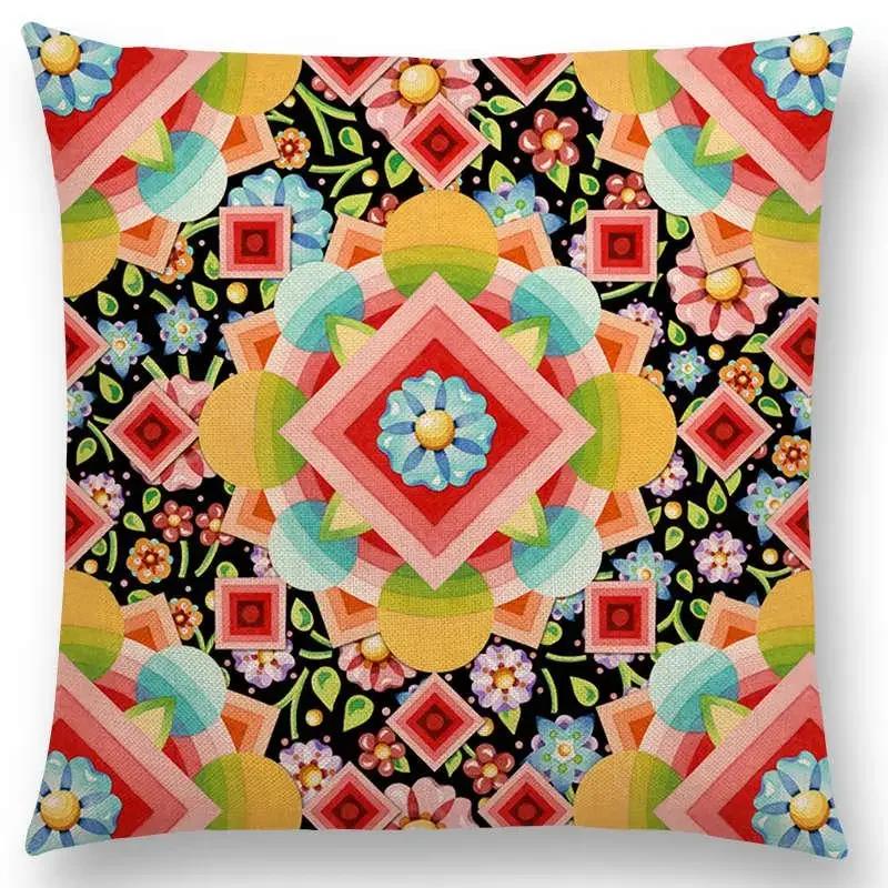 

Изящное искусство Бохо Миллефиори Геометрический Цветочный узор Фестиваль Мандала Елизаветинский Пастельные Цветы Наволочка для подушки Чехол для диванной подушки 66x66cm