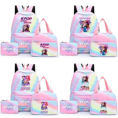 3 Stück/Set Anime Niedlich Kpop Bedruckter Rucksack mit Lunchtasche Federmäppchen für Teenager Mädchen Jungen Schultasche Große Kapazität Reisetasche