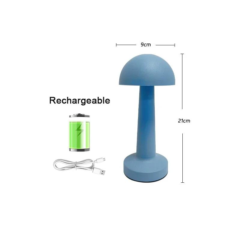 Mushroom LED Table Lamp Rechargeable Touch Night Light Wireless Dimmable For Home Bar Coffee Dining Room Decor Retro Table Lamp