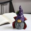 Halloween Tabletop Decorations Vampire Gnome Figurine, Resin Faceless Dwarf Statue with Purple Star Gothic Home Decor Hat And Cape, Spooky Cute