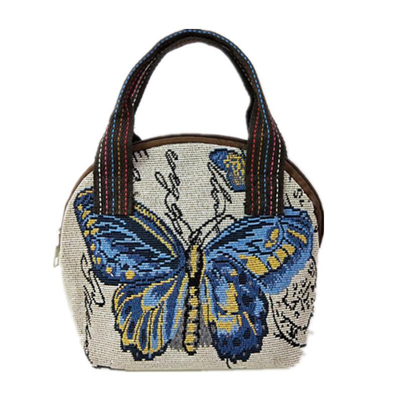 2025 Ethnic Style Embroidered Shell-Shaped Canvas Handbag: Cell Phone, Coin, and Shopping Bag