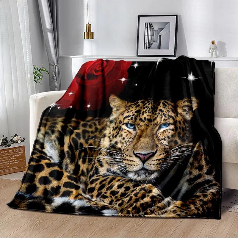 

Plush Fleece Beast Animal Roses and Leopard Cheetah Throw Blanket Home Bedroom Bed Sofa Picnic Travel Cover Kid Soft Blanket 75x90cm