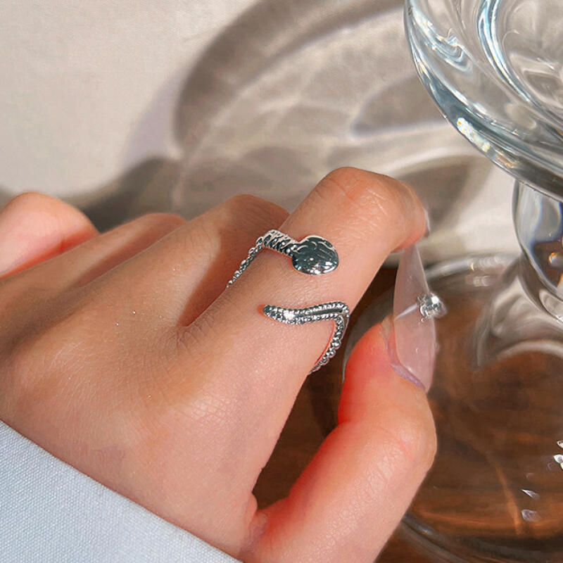 Stainless Steel Exaggerated Snake Texture Rings for Women Men New Personality Adjustable Opening Rings Party Jewelry Accessories