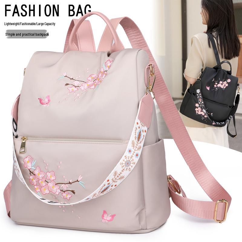 Trendy 2025 Large-Capacity Women's Embroidered Shoulder Bag and Backpack