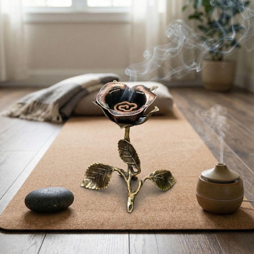 Sturdy Metal Rose Burner Handcrafted Aromatherapy Burner Romantic Rose Statue Gifts  Home Decor
