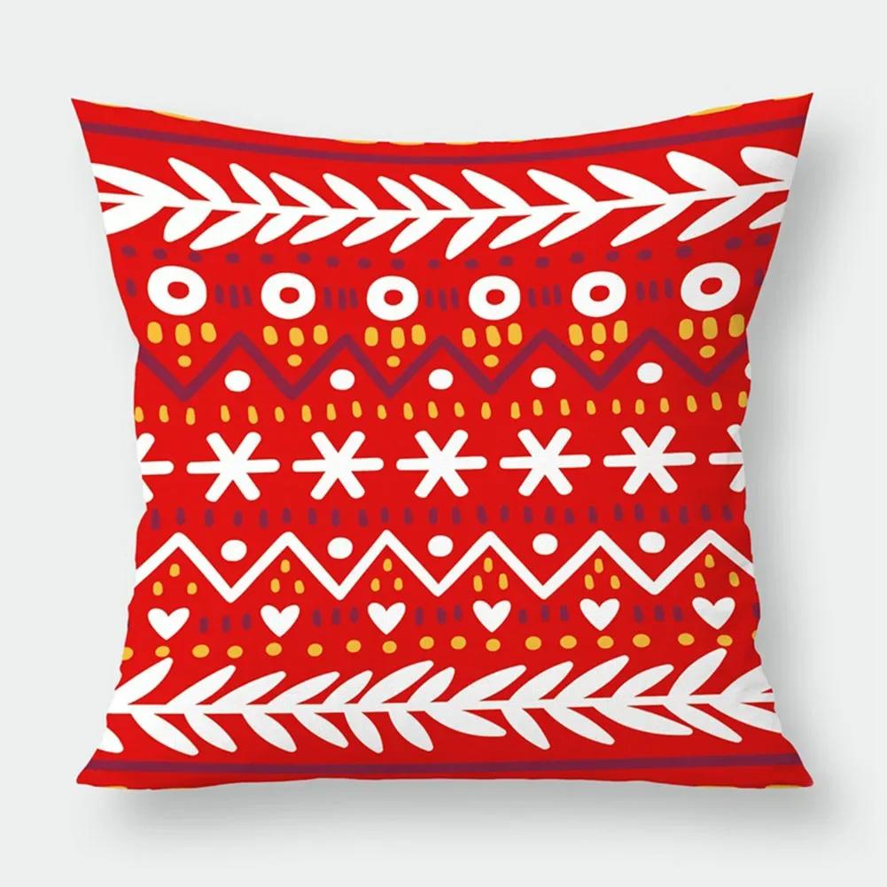 Christmas Printed Sofa Bedroom Living Room Pillow Seats Decorate Christmas Printed Printed Cushion Cover Decoración Navideña