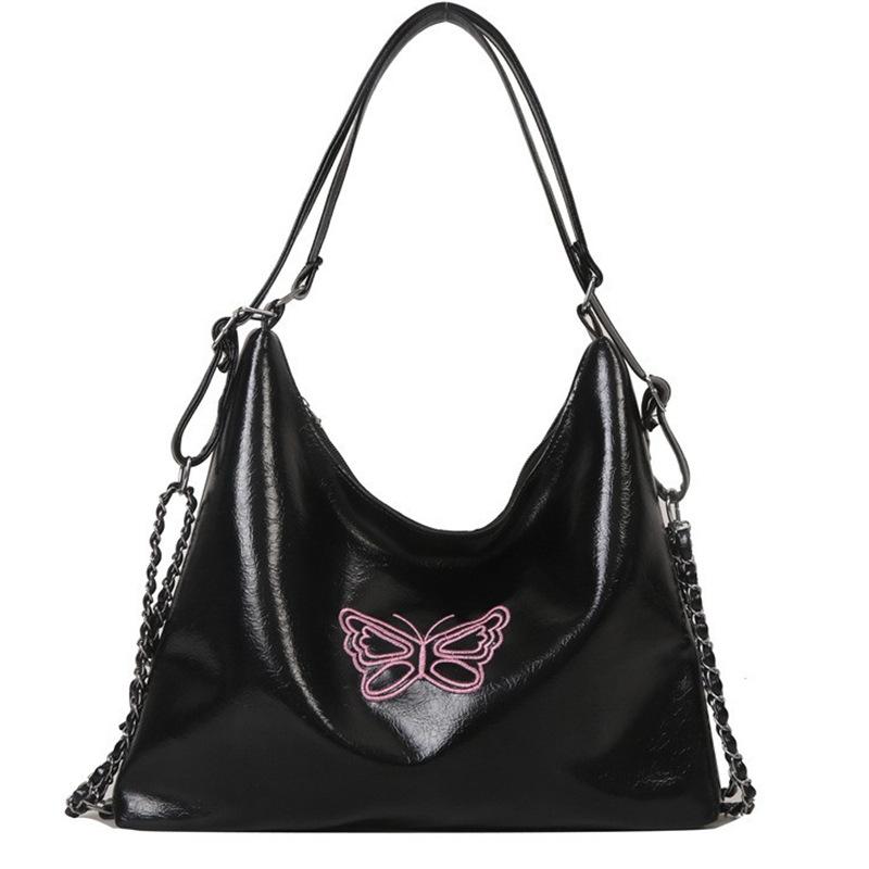 Fashion Embroidered Butterfly Multi Use Shoulder Bucket Backpack Large Capacity Soft Casual Bag For Women