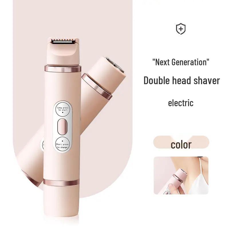 Dual-Head Electric Women's Hair Removal Shaver & Trimmer for Body and Pubic Hair
