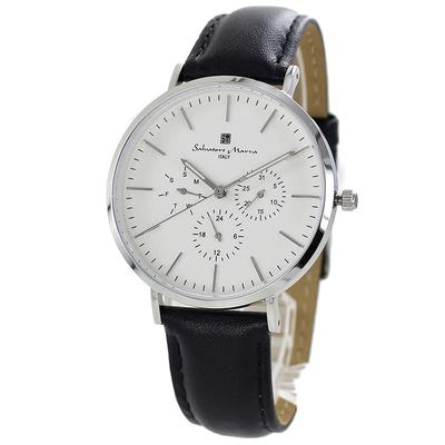 Leather Watch for Men and Selectable SM22102 X Women, Analog, Date, Calendar, Series, (SSWH (White Black))