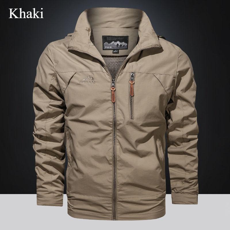 

2026 Quick-drying Men s Jacket Coat Windbreaker Sports Outdoor Spring and Autumn Loose Casual Windproof Solid Color Hardshell Jacket M хаки