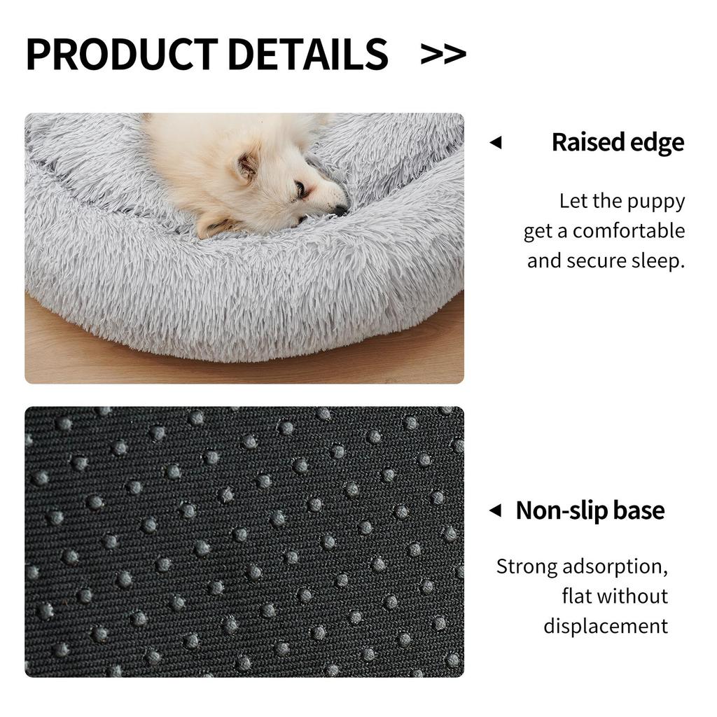 Long Plush Dog Bed, Pet Round Bed, Anti-anxiety Ped Bed Mat, Pet Bed Sofa Cushion For Small Medium Dog Calming Plush Pet Sofa
