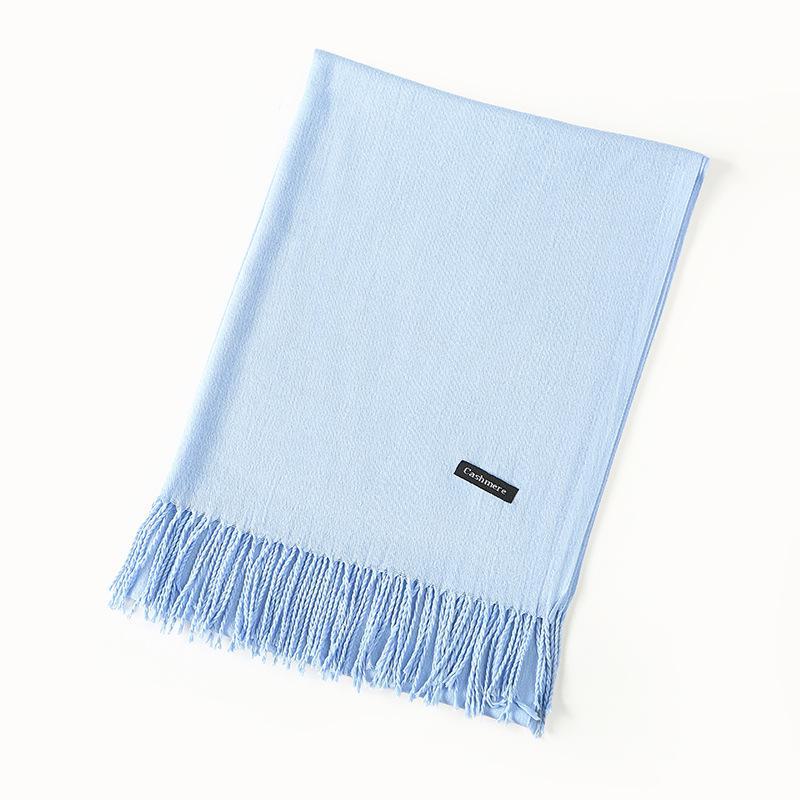 

Зимова тепла шаль з китицями - імітація кашемірового шарфа, суцільний колір, ідеально підходить для подружок нареченої та подарунків Bristle type дитини синього кольору