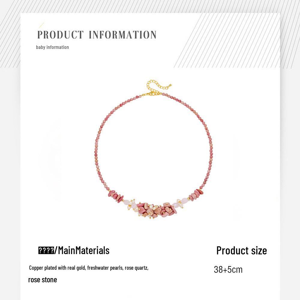 Rose Quartz Pink Crystal & Freshwater Pearl Sweater Chain Necklace - Autumn & Winter Luxury Design