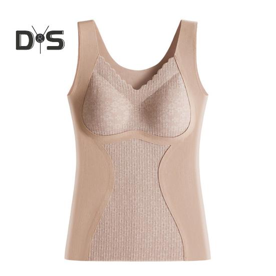 

Зимний женский терможилет с нагрудными накладками, бесшовный кружевной V-образный вырез, быстрая фиксация температуры, согревающий, облегающий, эластичный, без рукавов, внутренняя одежда, нижняя майка 2XL бежевый