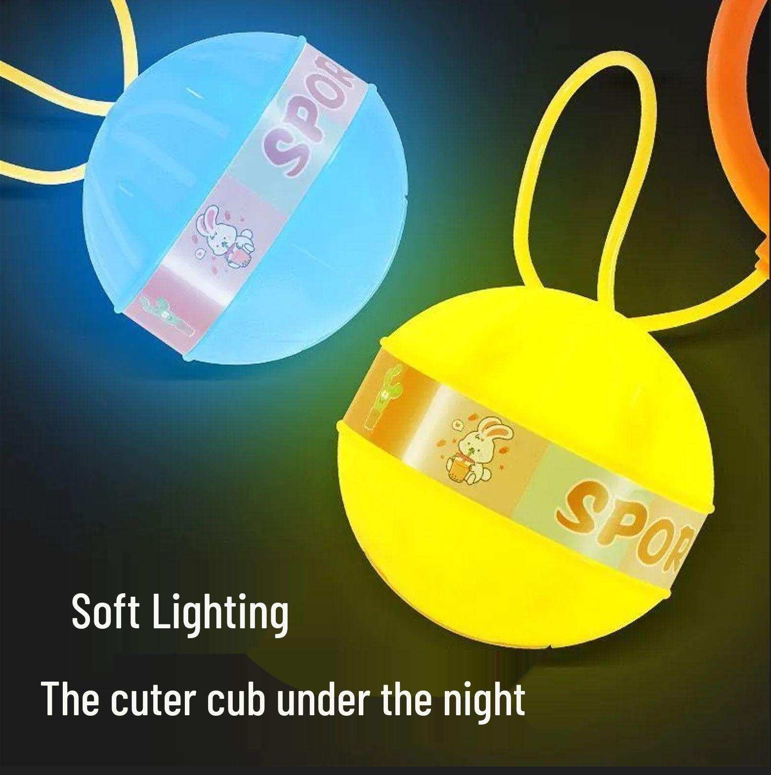 Luminous Children s Ankle Jump Ball Set - Elastic Bouncing Toy for Boys & Girls Lemon Yellow [Light Edition]