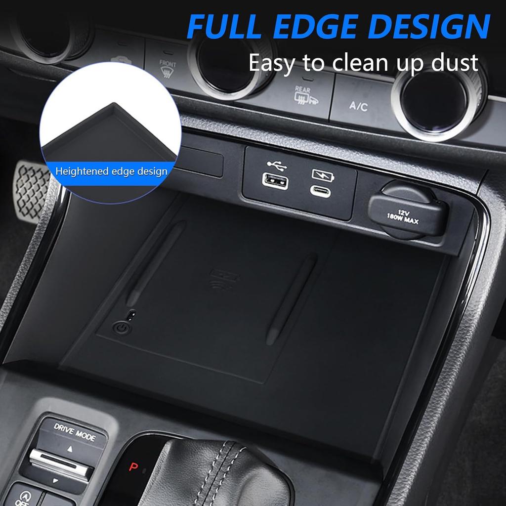 Car Center Console Wireless Charging Mat for Honda CRV CR-V 2023 2024 2025 | Console Charger Silicone Protective Non-Slip Pad Anti-Dust Liner for