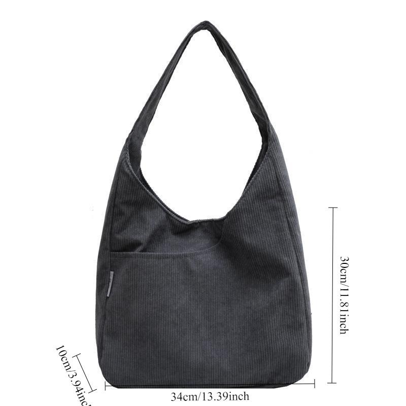 Japanese Large Capacity Casual Canvas Bag, Corduroy Women's Shoulder Bags, Fashi, Versatile , Suitable for Commute To School