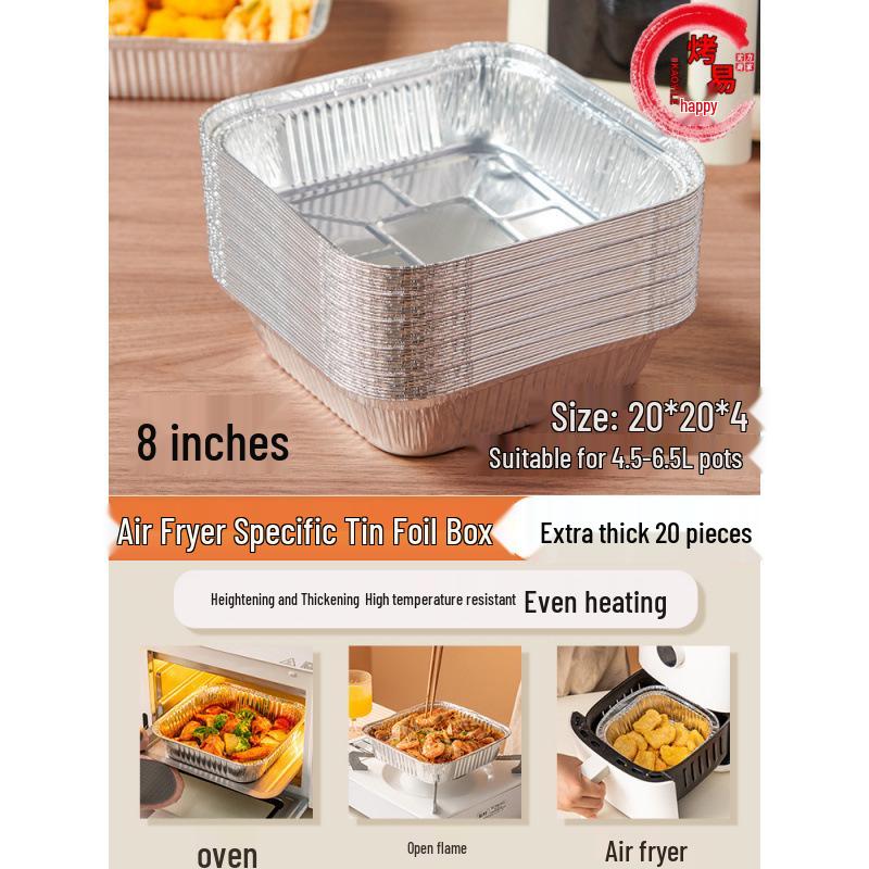 Food Grade Square Tin Foil Bowls for Air Fryer and Oven Baking