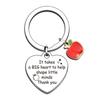 Teacher Thank You Gift Valentines Day Christmas Teacher Gift Metal Apple Keychain Stainless Steel Keychain for Backpack Bag Pendant