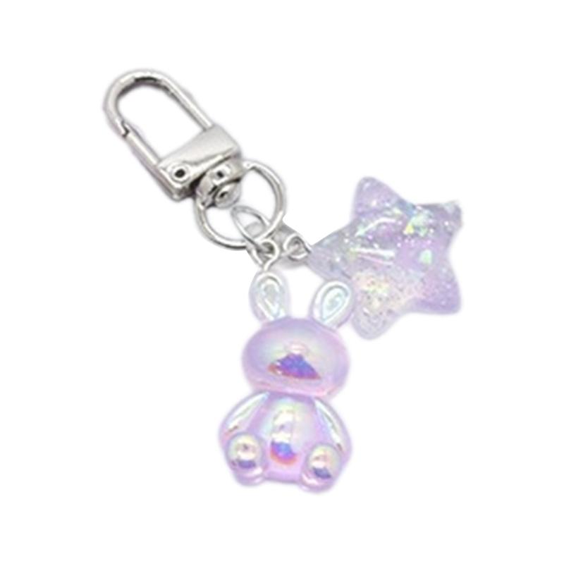 Multifunctioanl Key Ornaments with Colorful Star and Rabbit shaped Pendant Charm Fashion Metal Key Accessory for Women