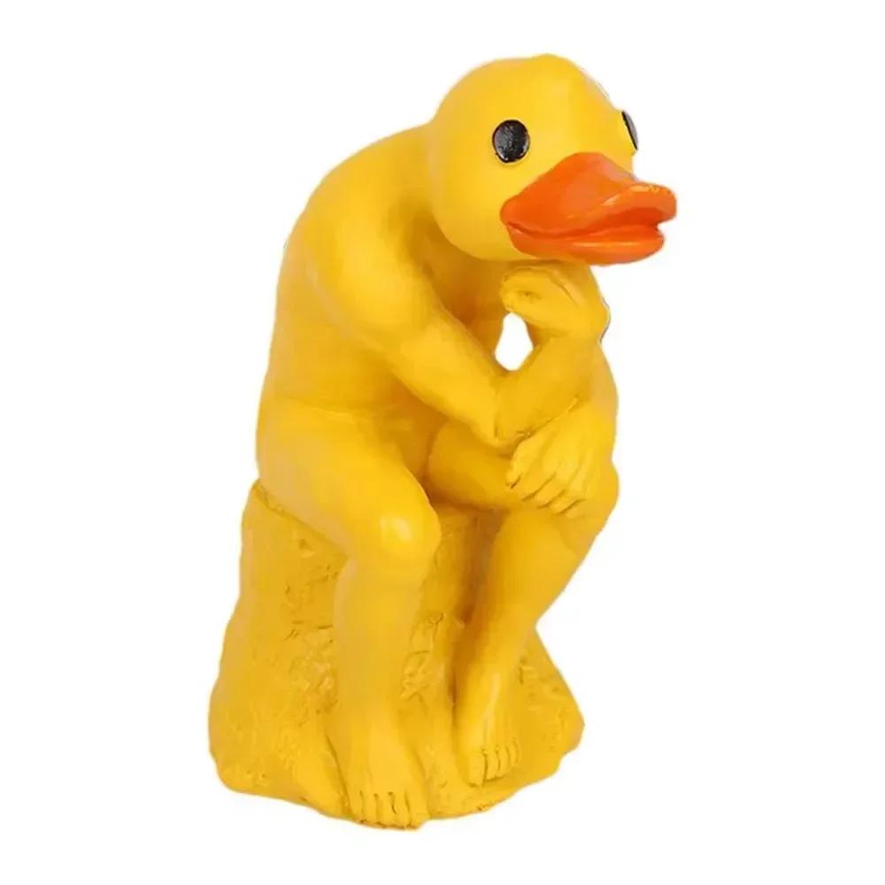 

Yellow Thinking Duck Spoof Sculpt Garden Resin Crefts Home Decorations Small Gift Simple Desktop Ornments# Color: 15x 8x 8cm