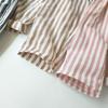 Children's Cotton and Linen Striped Cropped Pants Summer Girls' Loose Striped Pants Casual Lace Up