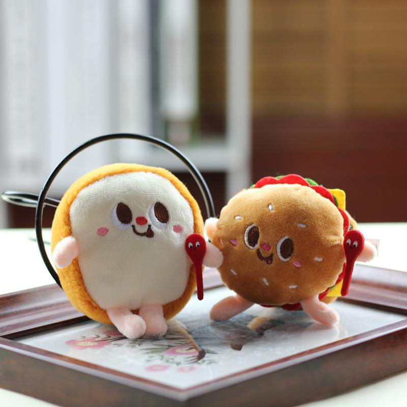 Adorable Plush Hamburger Hot Dog Chicken Leg French Fries Keychain For Backpacks Creative Gift