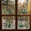 Snowflake Glass Sticker 2Pcs Christmas Window Clings Winter Green Pine Tree Static Easy Apply Stickers Snow Dots Xmas Decals for Home Shop