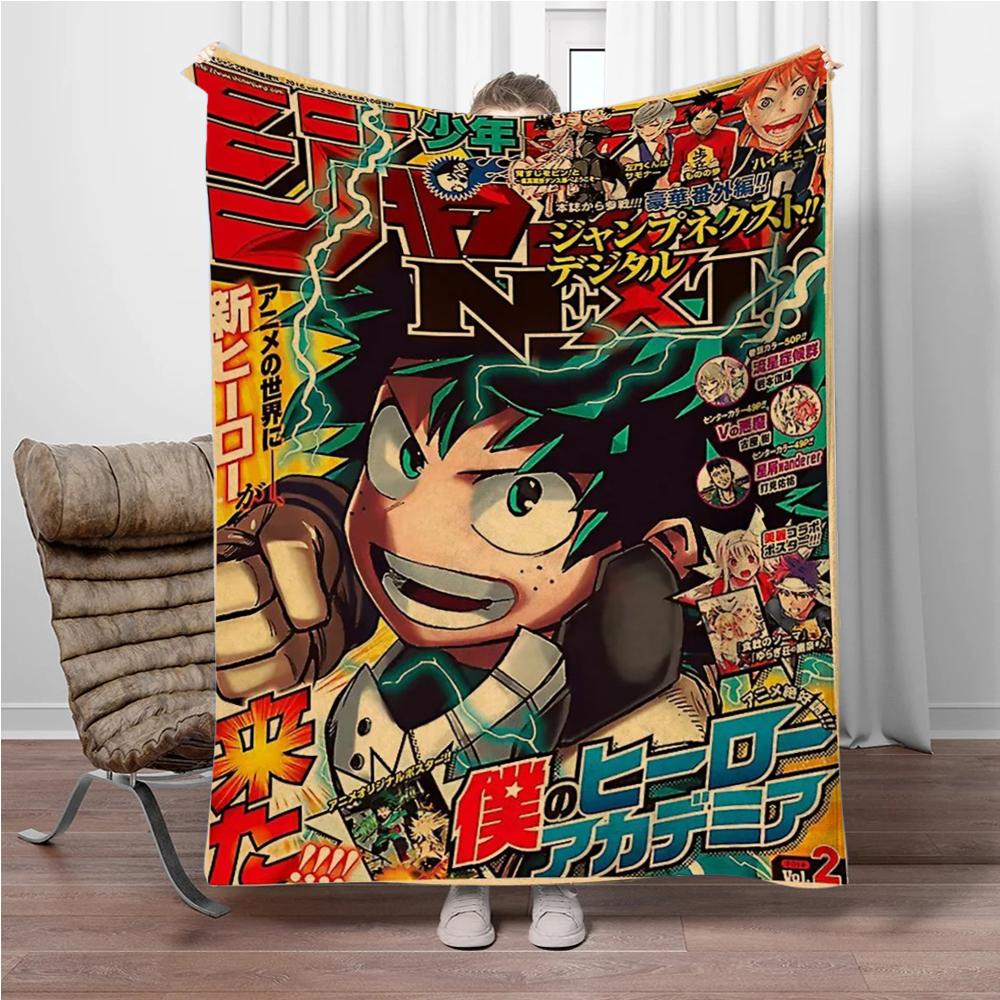Vintage M-My-Hero-Academia 3D Printed Flannel Blanket Living Room Sofa Bed Camping Picnic Warm Blanket Holiday Gifts
