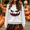 Women's Halloween Print Long Sleeve Neck Sweatshirt Fashion Casual Pullover