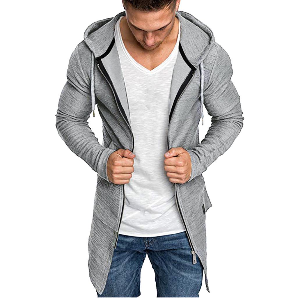Mianduijifengba Heren Splicing Hooded Solid Trenchcoat Jas Cardigan Lange Mouw Buitenkleding Blouse M