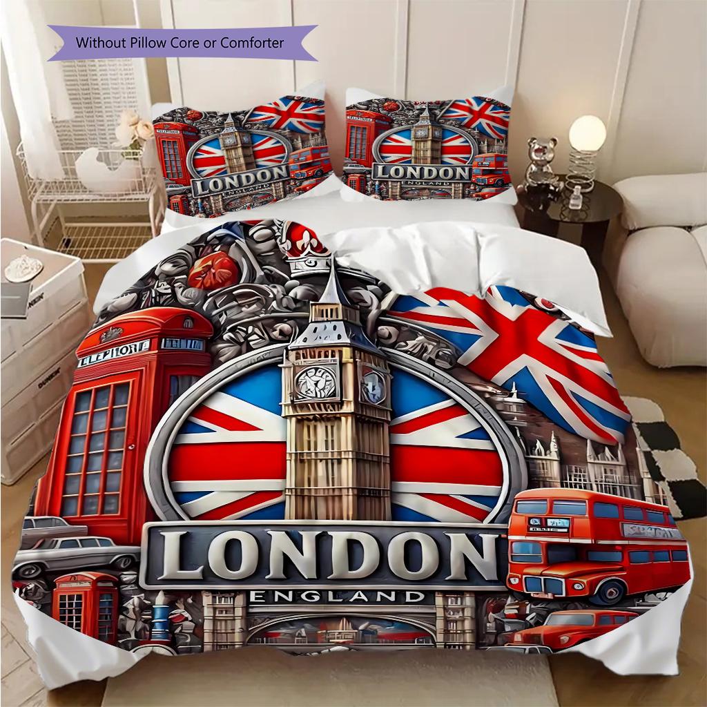 British Empire London England Bedding, Duvet Cover, Pillowcase, Home Decoration, Birthday Gift (1 * Duvet Cover+2 * Pillowcase, Coreless)