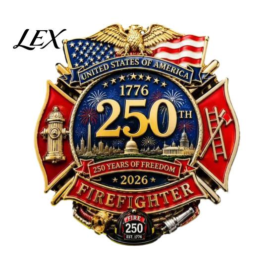Firefighter Gift Commemorative Enamel Brooch Pin, US 250th Anniversary Patriotic Appreciation Badge, Symbol Jewelry for Jackets Hats Uniforms 1pc