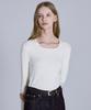 BASIC HOUSE Women'S Square Neck Long Sleeve Sweater Ivory Lykt7204