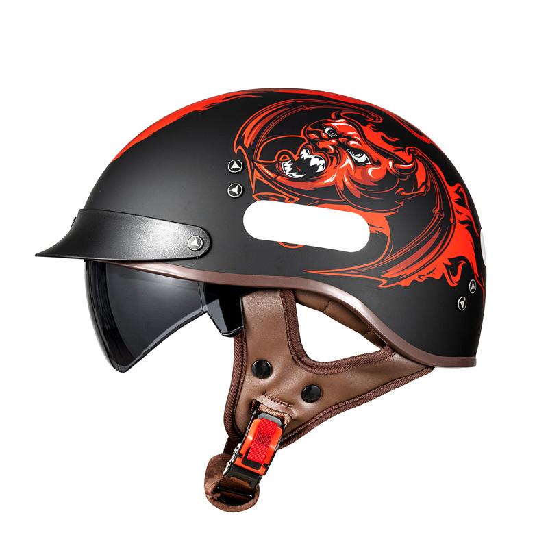 Motorcycle Helmet Retro Half Helmet Unisex Four Seasons Cycling Safety Helmet Cool