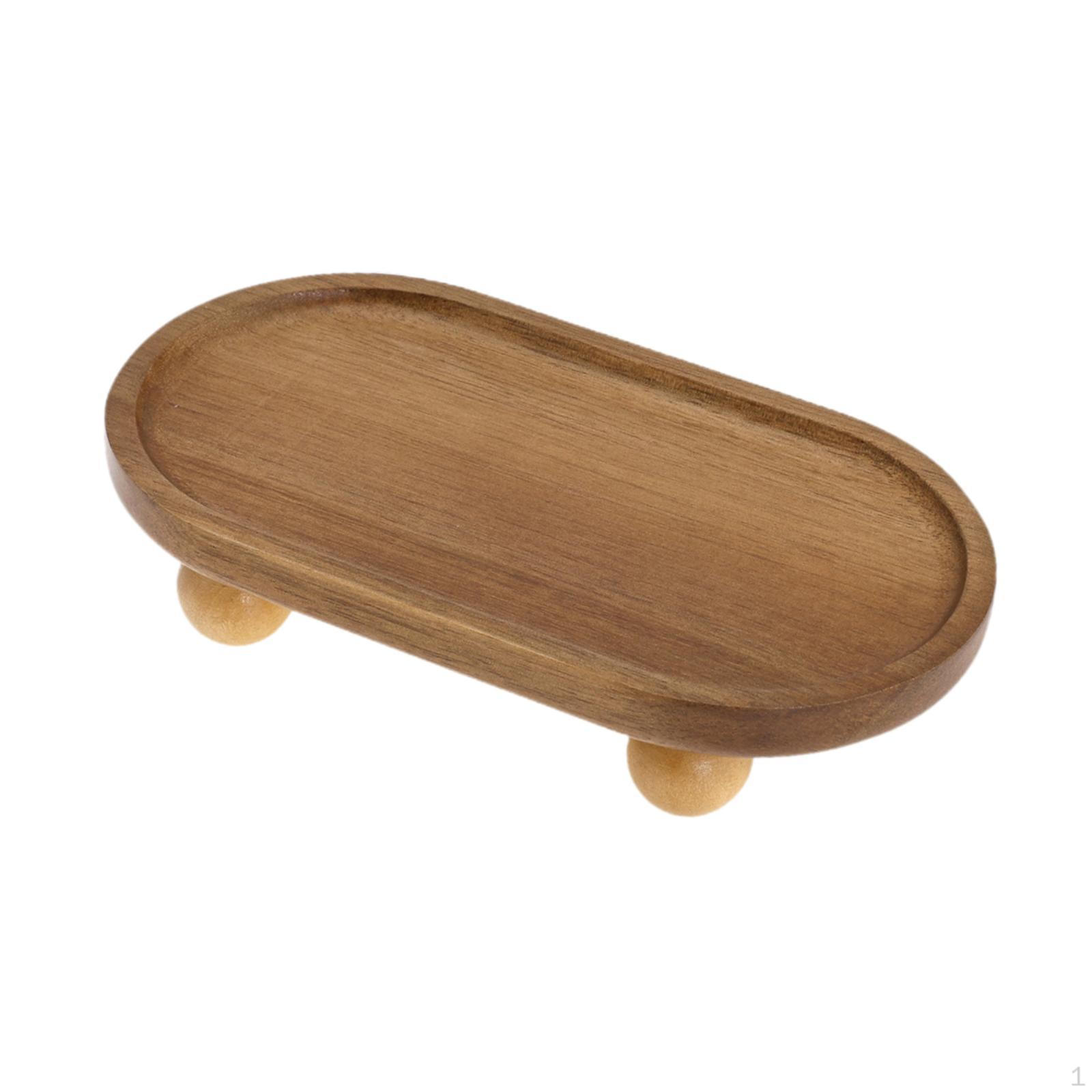 

Wooden Riser Tray Holder Jewelry Display Trinket Dish for Valentine Candle Plants Short Oval
