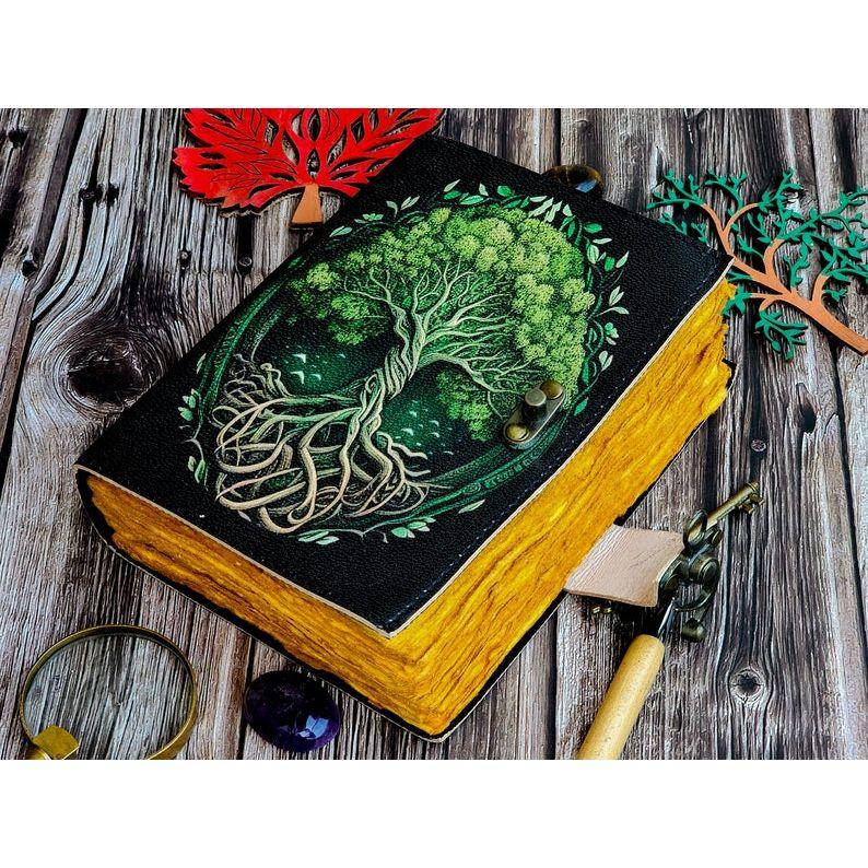 Leather Journal Tree of Life - Genuine Leather Notebooks For Women - Beautiful Journal For Sketches Book Traveling Book Blank Spell Book