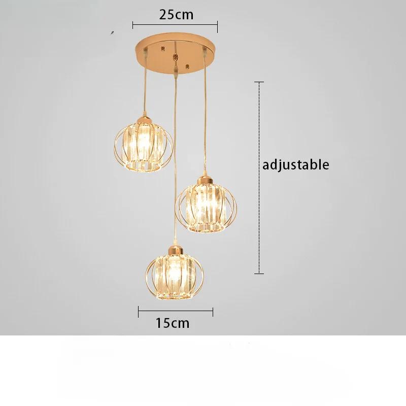 Best Seller Crystal LED Pendant Lights for Dining Room Living Room Nordic Black Iron Shade Kitchen Decor Hanging Ceiling Lamp
