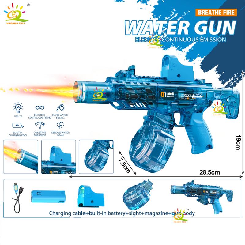 HUIQIBAO Electric water gun, fully automatic assault gun, large capacity design, outdoor beach swimming pool shooting game