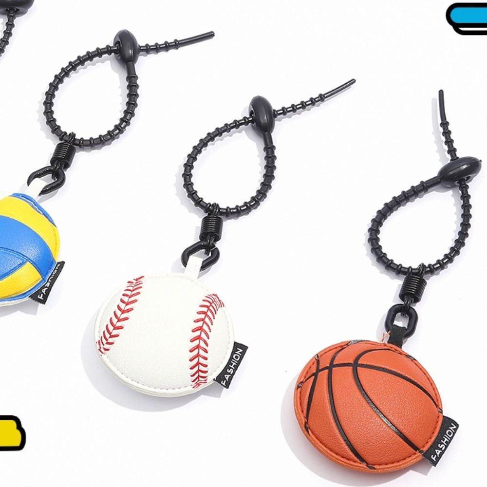 Cartoon 3D Rugby Football Pendant Volleyball Car Key Ring Personality Ball Leather Keychain  Gift