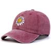 Unisex Sunflower Embroidery Wash Baseball Cap Spring and Autumn Outdoor Adjustable Sunscreen Hat