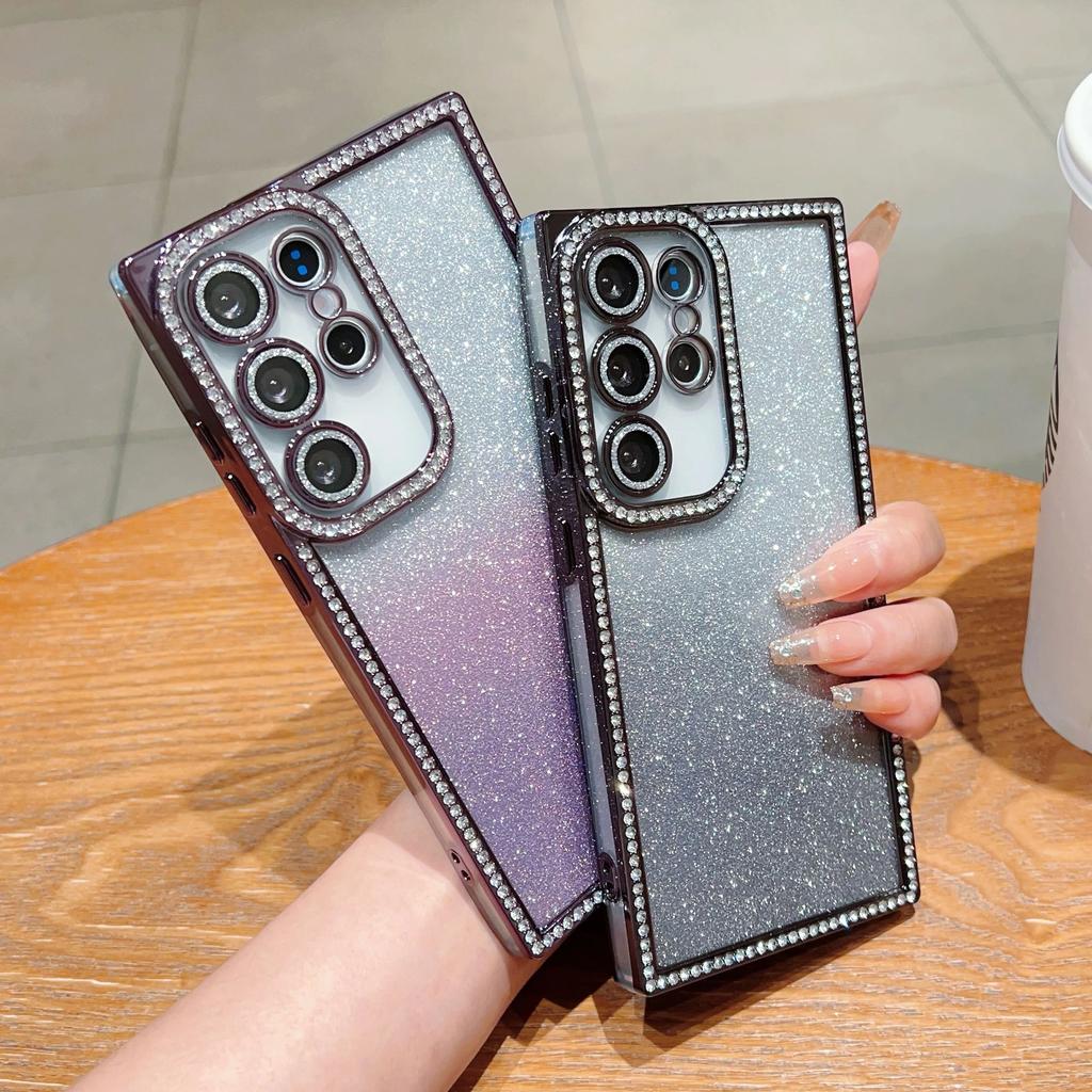 Luxury Plating Flash Diamond Glitter Bling Case For Samsung Galaxy S25 S24 Plus Ultra Soft Silicone Shockproof Proteciton Cover