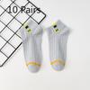 10 Pairs of Male Spring and Autumn Cloth Label Letter Carved Hollow Mesh Breathable Sweat Absorption Deodorant Socks