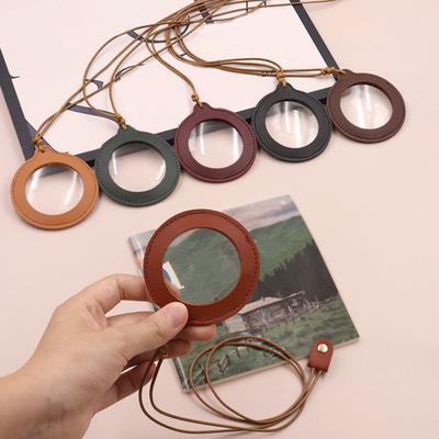 Imitation Leather Lanyard with Halter Neck Magnifying Glass Pendant Adjustable Length Halter Neck Accessory