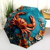0106 Embossed Floral Marine Animals  Pattern, Automatic Folding Umbrella, Portable and Foldable Design, 8 Ribs, a Christmas or Birthday Gift.